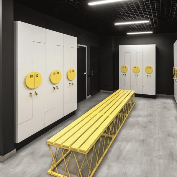 Stylish locker room in modern gym
